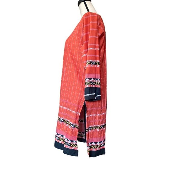 Orange 3/4 sleeves printed kurti kurta tunic blouse shirt women size Medium - Picture 6 of 9